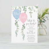 仮想の性別による青ピンクの風船緑の表示 招待状 (スタンド正面)