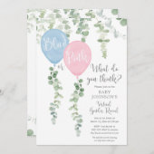 仮想の性別による青ピンクの風船緑の表示 招待状 (正面/裏面)