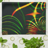 仮想の葉緑の、赤みを帯びた「火色のトゲ」 キッチンタオル (折り畳み)