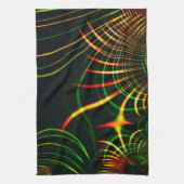 仮想の葉緑の、赤みを帯びた「火色のトゲ」 キッチンタオル (縦)