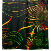 仮想の葉緑の、赤みを帯びた「火色のトゲ」 シャワーカーテン (正面)