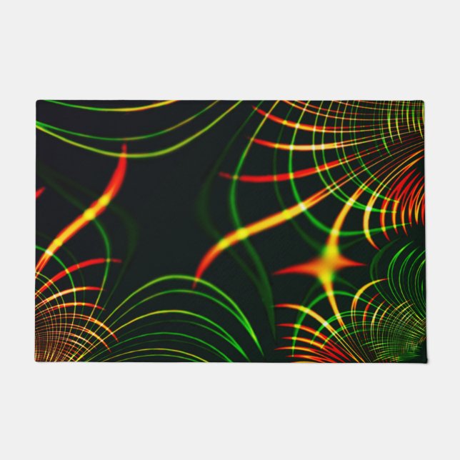 仮想の葉緑の、赤みを帯びた「火色のトゲ」 ドアマット (正面)