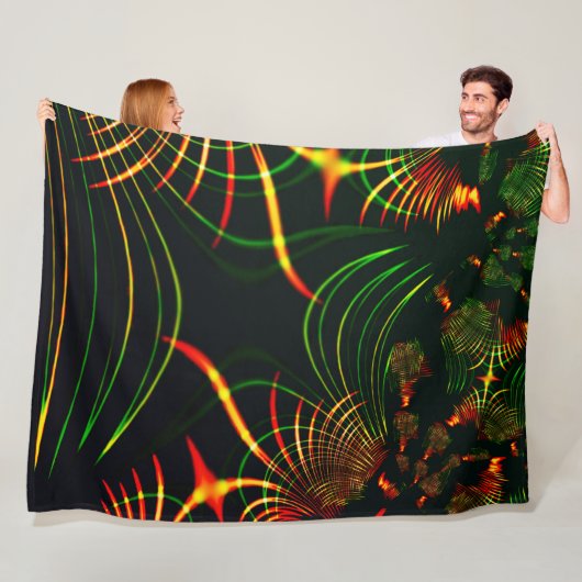 仮想の葉緑の、赤みを帯びた「火色のトゲ」 フリースブランケット (インサイチュ)