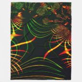 仮想の葉緑の、赤みを帯びた「火色のトゲ」 フリースブランケット (正面)