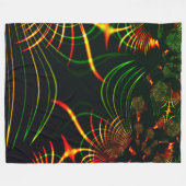 仮想の葉緑の、赤みを帯びた「火色のトゲ」 フリースブランケット (正面(横))