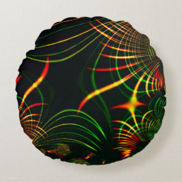 仮想の葉緑の、赤みを帯びた「火色のトゲ」 ラウンドクッション