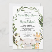 仮想の赤ん坊は、マスクと緑の動物をシャワー 招待状 (正面)