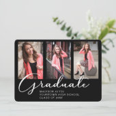 仮想エレガント卒業3フォトブラック 招待状 (スタンド正面)