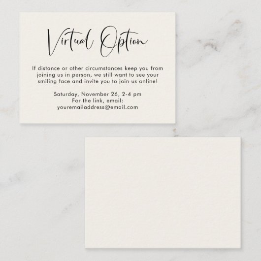 仮想オプションパーティーシャ結婚ワーズクリーム エンクロージャーカード (正面/裏面)