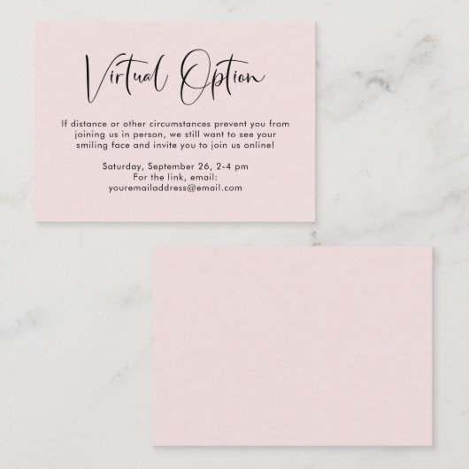 仮想オプションベビーシャワーピンク エンクロージャーカード (正面/裏面)