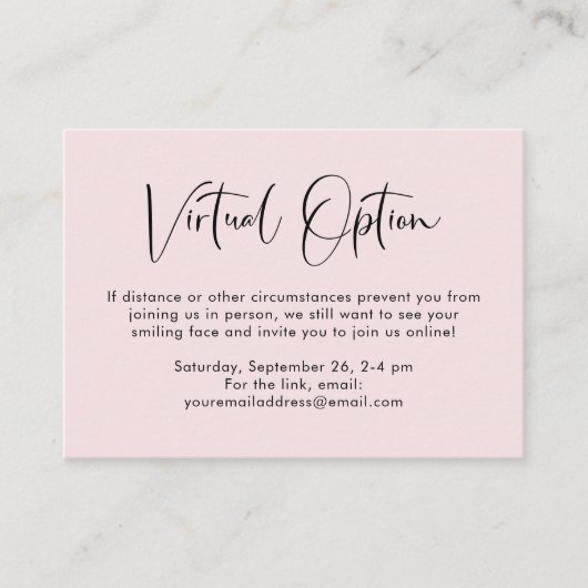 仮想オプションベビーシャワーピンク エンクロージャーカード (正面)