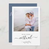 仮想オンラインのミニマル写真結婚式招待状 (正面/裏面)