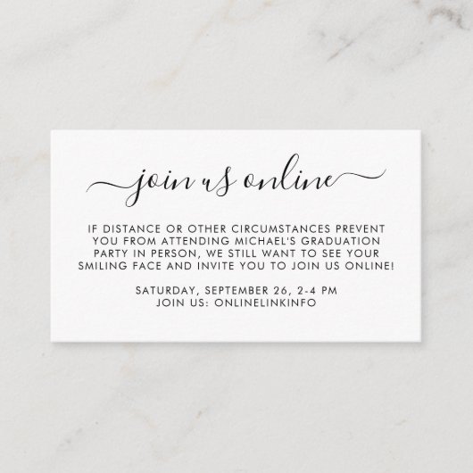 仮想オンラインオプション卒業パーティー エンクロージャーカード (正面)