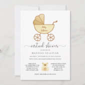 仮想オンラインシャワー |レトロキャリッジ黄色金ゴールド 招待状 (正面)