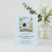 仮想オンライン誕生日パーティーへの招待 インビテーションポストカード (スタンド正面)