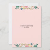 仮想オンライン赤ちゃんシャワーバラ金ゴールドピンクフローラ 招待状 (裏面)