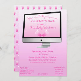 仮想オンライン長距離シャワーベビーガール足 招待状