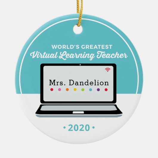 仮想オ学ンライン先生ギフト セラミックオーナメント (正面)