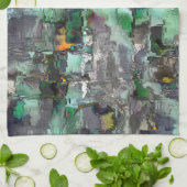 仮想カラフル岩は灰色から緑に優勢 キッチンタオル (折り畳み)