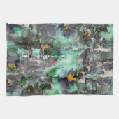 仮想カラフル岩は灰色から緑に優勢 キッチンタオル (横)