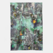 仮想カラフル岩は灰色から緑に優勢 キッチンタオル (縦)