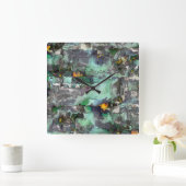仮想カラフル岩は灰色から緑に優勢 スクエア壁時計 (ホーム)