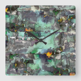 仮想カラフル岩は灰色から緑に優勢 スクエア壁時計