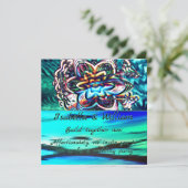 仮想カラフル花（紫の線） 招待状 (スタンド正面)