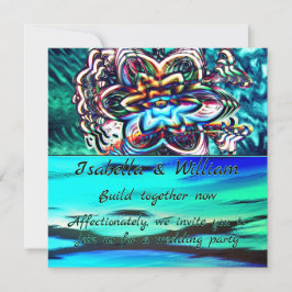 仮想カラフル花（紫の線） 招待状