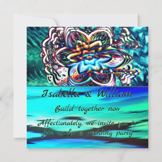 仮想カラフル花（紫の線） 招待状 (正面)