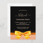 仮想クリスマスパーティーバラ金ゴールドの黒招待 ポストカード (正面/裏面)