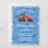 仮想クリスマスパーティーヴィンテージレッドトラックと犬 招待状 (裏面)