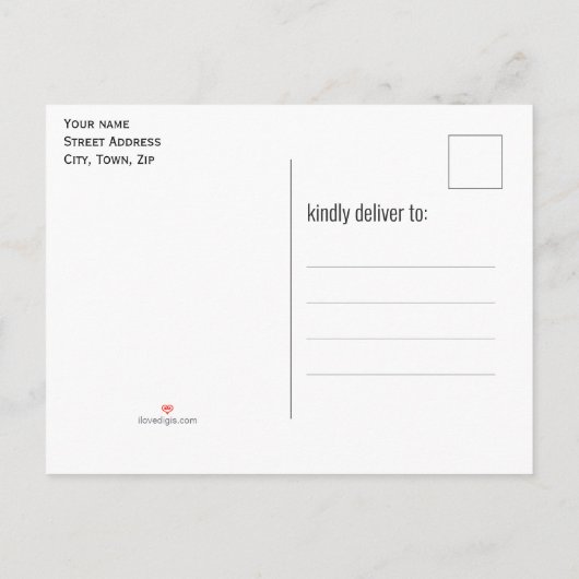 仮想クリスマスパーティーヴィンテージレッドトラックツリー インビテーションポストカード (裏面)