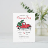 仮想クリスマスパーティーヴィンテージレッドトラックツリー インビテーションポストカード (スタンド正面)