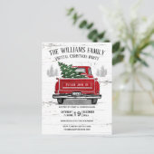 仮想ク素朴リスマスパーティーヴィンテージレッドトラック インビテーションポストカード (スタンド正面)