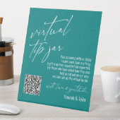 仮想コンテンポラリーヒントJAR QRコードティール（緑がかった色） 台座サイン (インサイチュ)