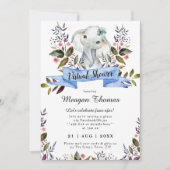 仮想シャワー新しい計画エレファントブルーベビースシャワー 招待状 (正面)