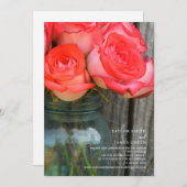 仮想ストリーミ結婚ングの素朴バラJAR 招待状 (正面/裏面)