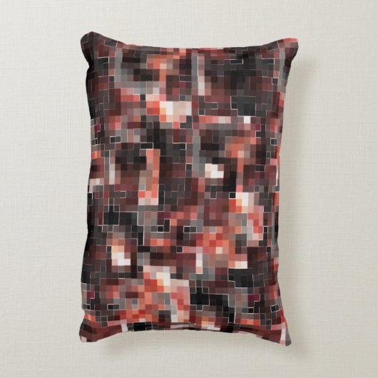 仮想タイルスタイル正方形モザイクのベージュから茶色 アクセントクッション (裏面(縦))