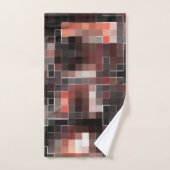 仮想タイルスタイル正方形モザイクのベージュから茶色 バスタオルセット (ハンドタオル)