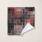 仮想タイルスタイル正方形モザイクのベージュから茶色 バスタオルセット (ウォッシュタオル)