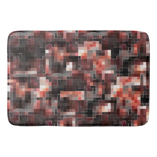 仮想タイルスタイル正方形モザイクのベージュから茶色 バスマット (正面)