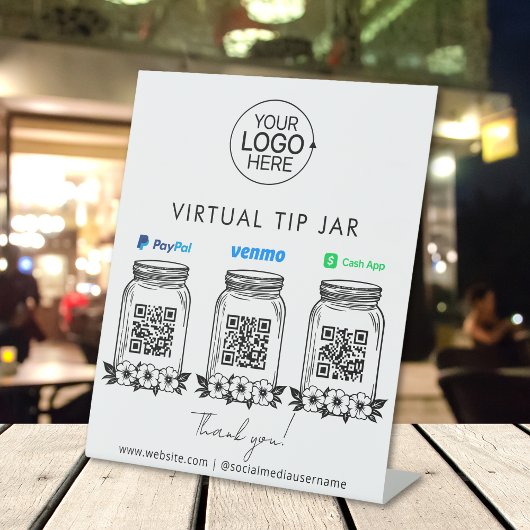 仮想チップJARロゴPayPal VenmoキャッシュアプリQRコード 台座サイン