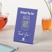 仮想チップJAR、カスタムQRコード支払いアプリ、青 台座サイン (インサイチュ)
