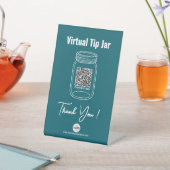 仮想チップJAR、カスタムQRコード支払アプリ、ティール（緑がかった色） 台座サイン (インサイチュ)
