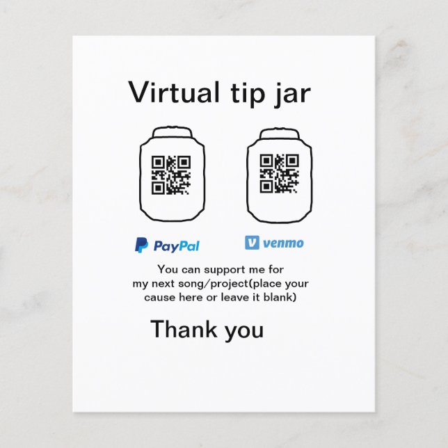 仮想チップjar q rコードマネー寄付PayPal ven (正面)