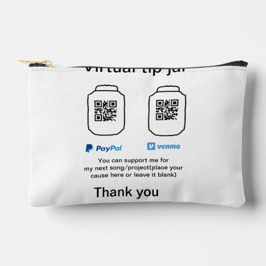 仮想チップjar q rコードマネー寄付PayPal ven アクセサリーポーチ (正面)