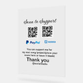 仮想チップjar q rコードマネー寄付PayPal ven アクリルサイン (傾斜)