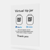 仮想チップjar q rコードマネー寄付PayPal ven アクリルサイン (傾斜)