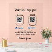 仮想チップjar q rコードマネー寄付PayPal ven アクリルサイン (ウェディング)